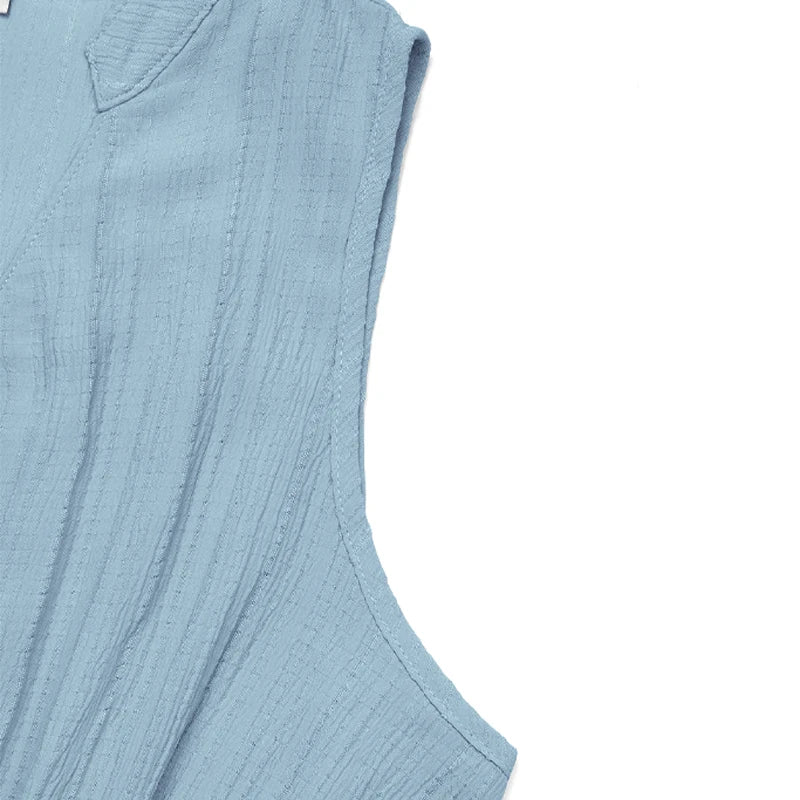 A new summer women's dress with a sleeveless V-neck, solid color and high waist for cross-border foreign trade in 2025-World Bazaar Life