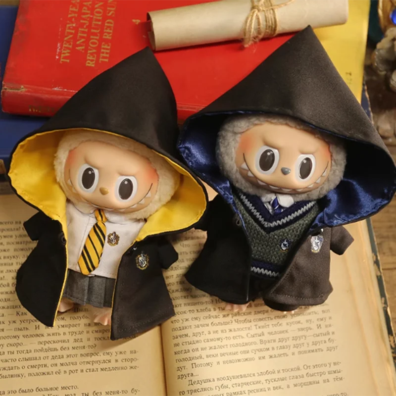 17cm Labubu Fashion Cloak Set Vinyl Doll Clothing Decoration Magic Academy Style Clothing Shoes Glasses Accessories Gifts