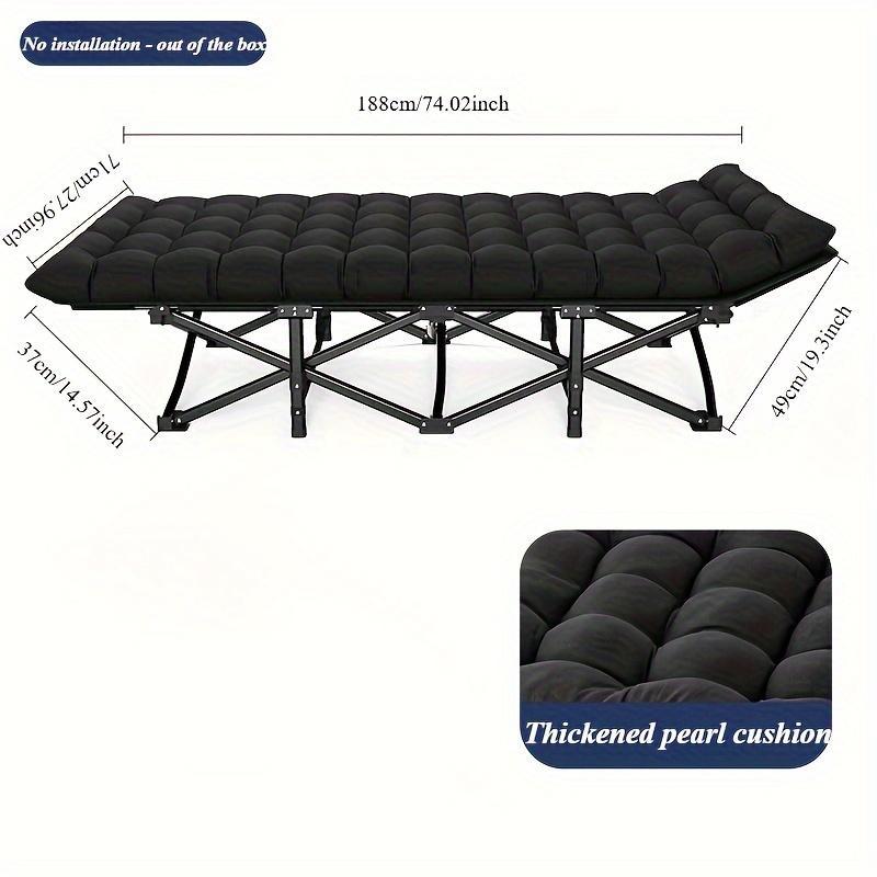 Black Heavy Duty Foldable Camp Cot with Bag – Portable & Durable