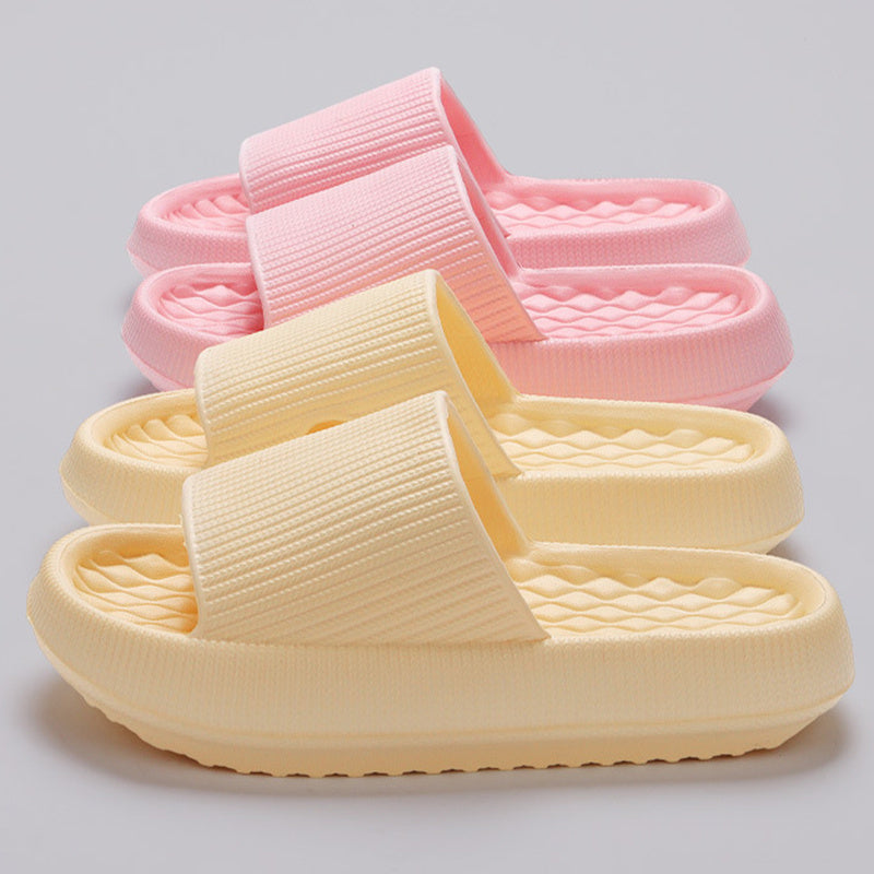 Summer EVA Slippers Solid Color Rhombus Stripe Anti-slip Slippers New Women's Home Shoes-World Bazaar Life