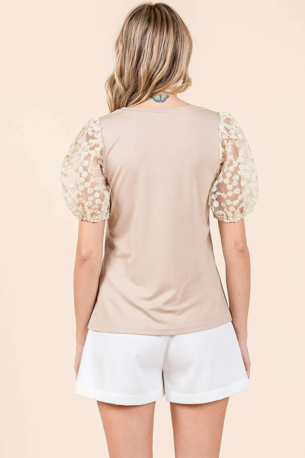 Mittoshop Round Neck Puff Short Sleeve Top.