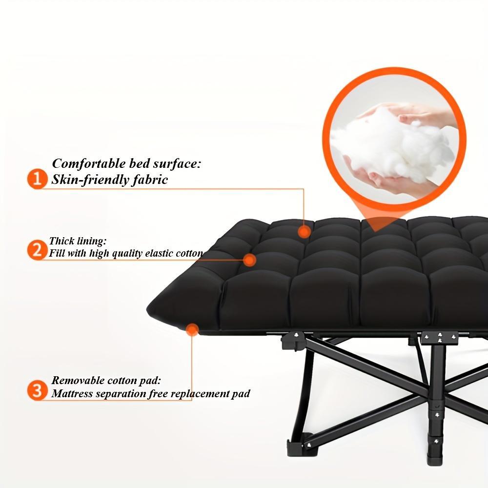 Black Heavy Duty Foldable Camp Cot with Bag – Portable & Durable