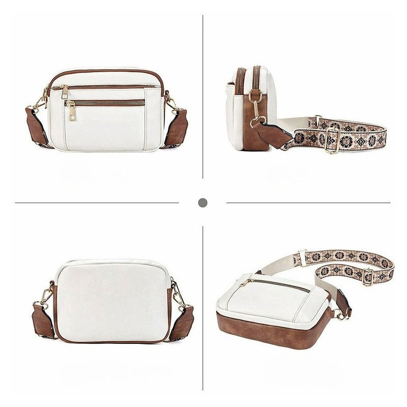 Two-Tone PU Leather Crossbody Bag – Stylish & Multi-Functional