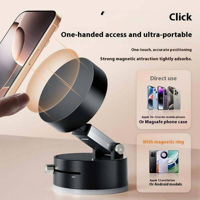 Foldable Magnetic Vacuum Car Phone Holder Foldable Suction Cup With Suction Cup Hands-Free Navigation For Smart Phone - World Bazaar Life
