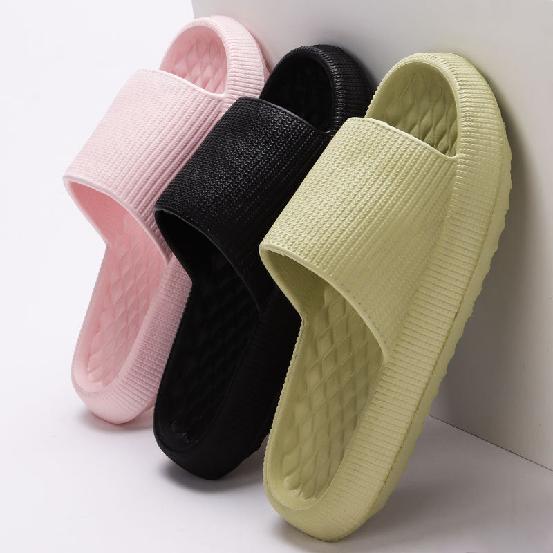 Summer EVA Slippers Solid Color Rhombus Stripe Anti-slip Slippers New Women's Home Shoes-World Bazaar Life