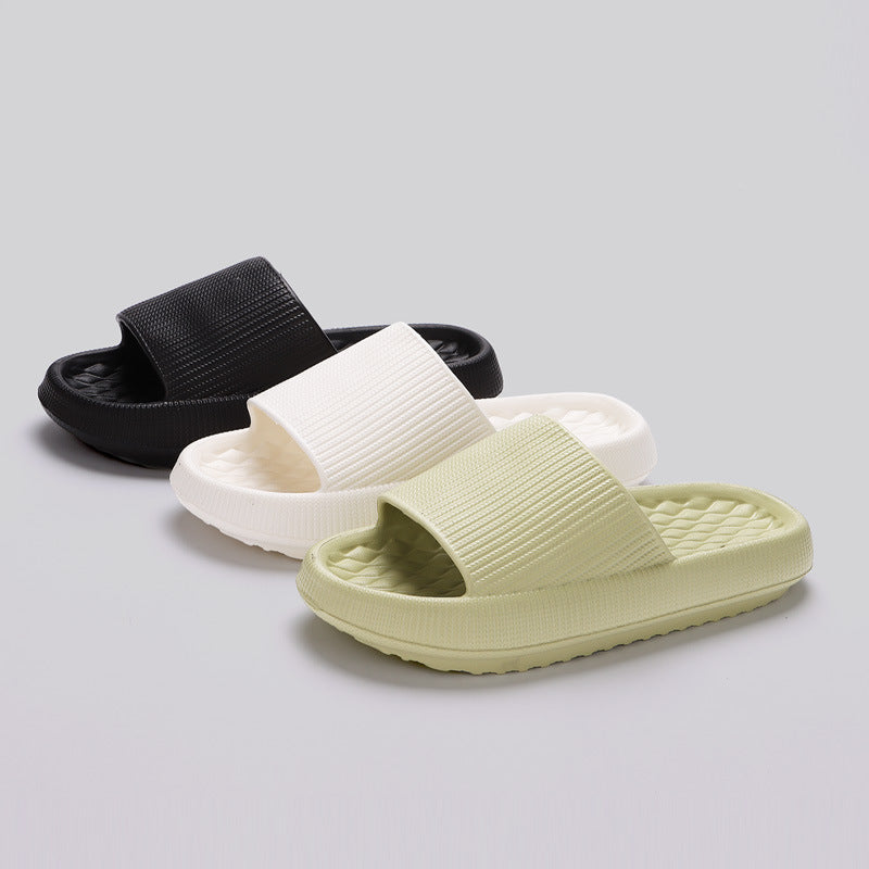 Summer EVA Slippers Solid Color Rhombus Stripe Anti-slip Slippers New Women's Home Shoes-World Bazaar Life