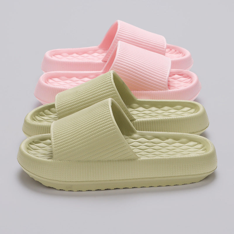 Summer EVA Slippers Solid Color Rhombus Stripe Anti-slip Slippers New Women's Home Shoes-World Bazaar Life