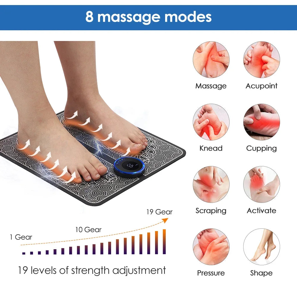 Electric Rechargeable Foot Massage Pad with Soothing Heat Therapy.