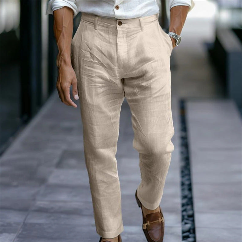 Men's Linen Casual Pants – Breathable Solid Color Trousers