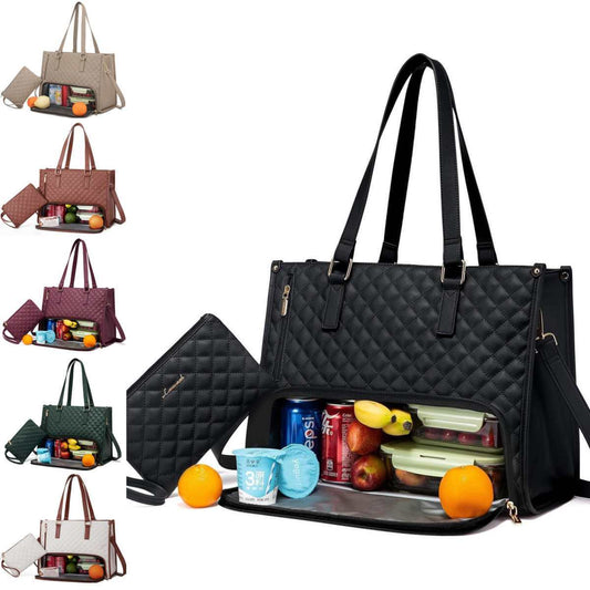 Fashionable Thermal Lunch Tote Bag for Women with Purse - World Bazaar Life
