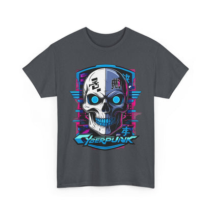 Cyberpunk Skull Unisex Heavy Cotton Tee, Cool Graphic Tee, Futuristic Apparel, Geek Fashion, Unique Gift for Tech Lovers