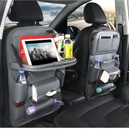 PU Leather Car Seat Organizer – Waterproof Backseat Storage Tray