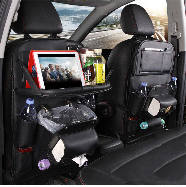 PU Leather Car Seat Organizer – Waterproof Backseat Storage Tray