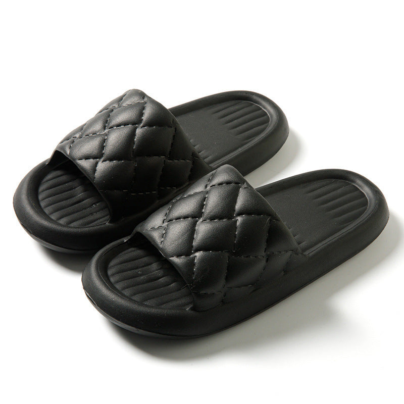 New Rhombus Home Slippers Summer Non-slip Floor Bathroom Slipper Lightweight Simple House Shoes For Women Men-World Bazaar Life