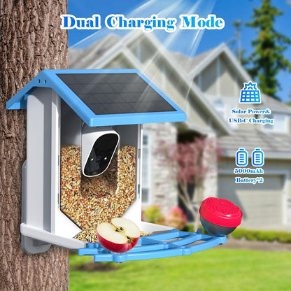 4MP Kamera, Güneş Enerjili WiFi, AI Kuş Algılama Özellikli Akıllı Kuş Besleyici