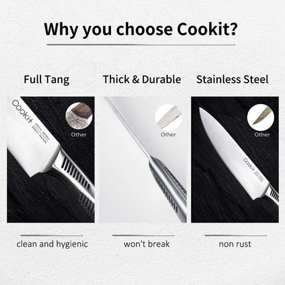 15-Piece German Steel Kitchen Knife Set with Block & Scissors
