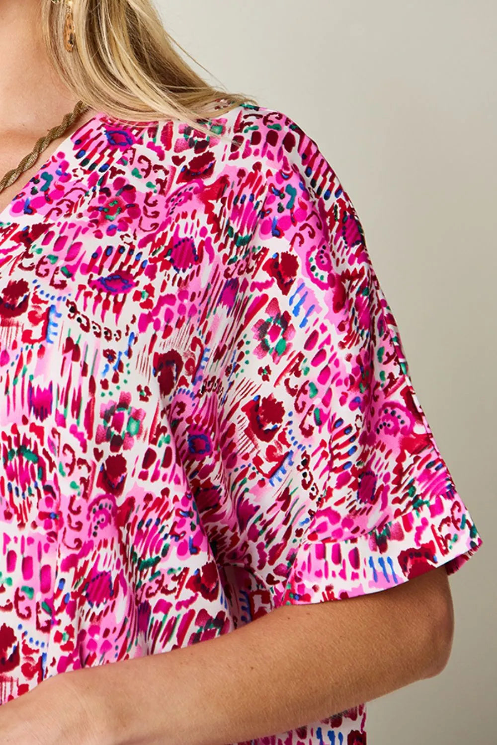 Double Take V-Neck Blouse - Top-Rated Short Sleeve Style.