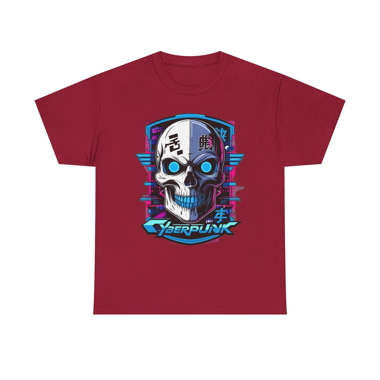 Cyberpunk Skull Unisex Heavy Cotton Tee, Cool Graphic Tee, Futuristic Apparel, Geek Fashion, Unique Gift for Tech Lovers