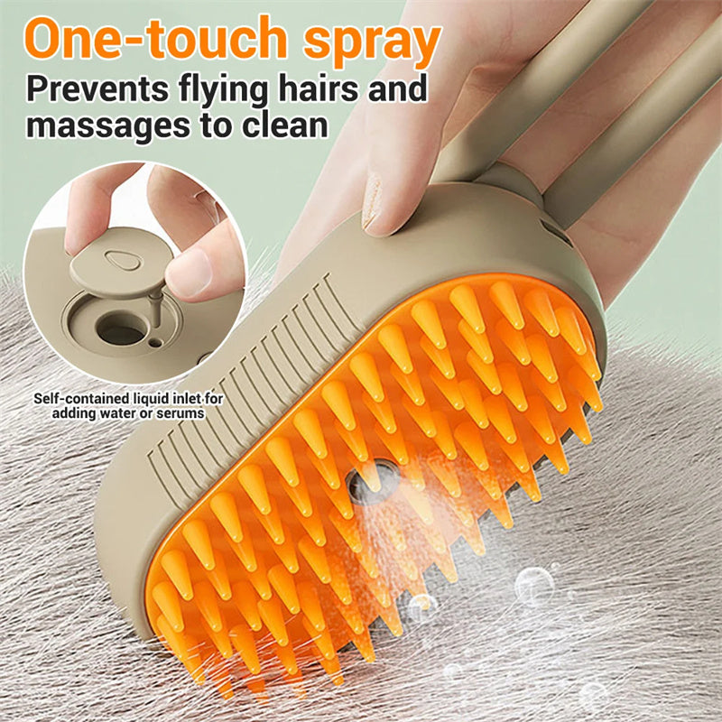 3-in-1 Electric Cat & Dog Steam Brush – Pet Grooming & Hair Removal - World Bazaar Life