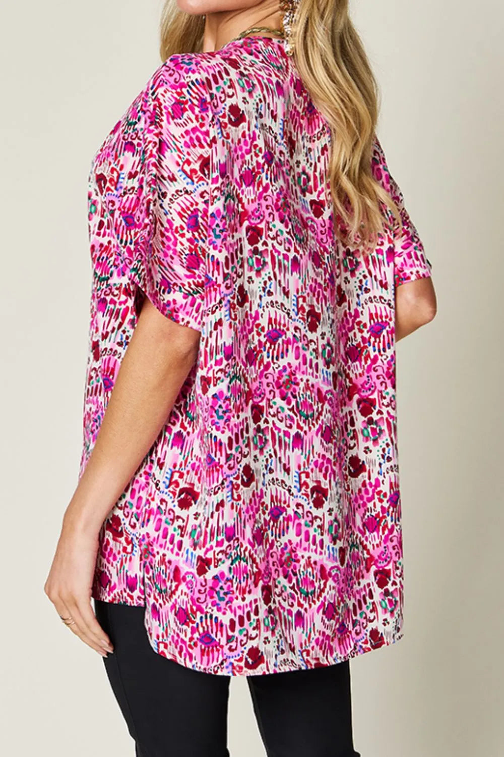Double Take V-Neck Blouse - Top-Rated Short Sleeve Style.