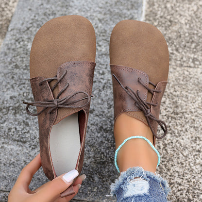 Plus Size Women's Shoes Retro Flat Bottom Casual Low-top Lace-up Gommino-World Bazaar Life