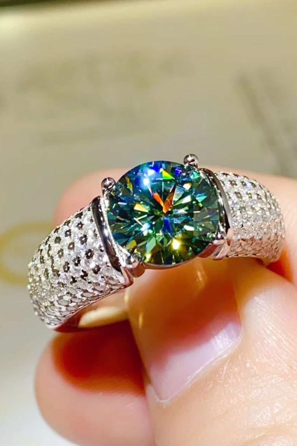 3 Carat Moissanite Side Stone Ring.