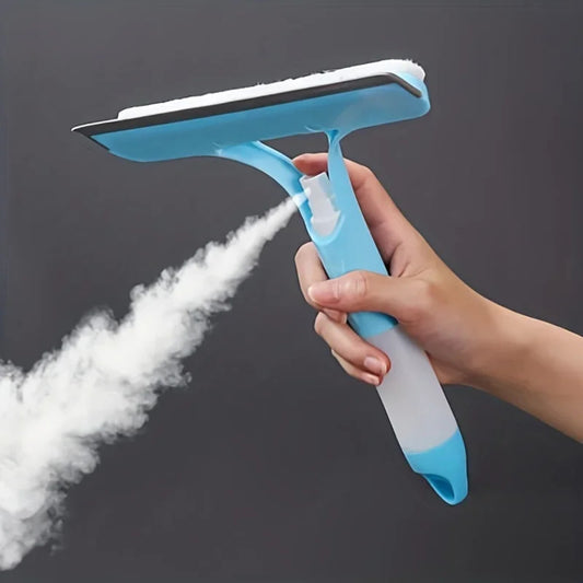 Multi-Function Window Glass Wiper with Soap Spray & Rubber Brush