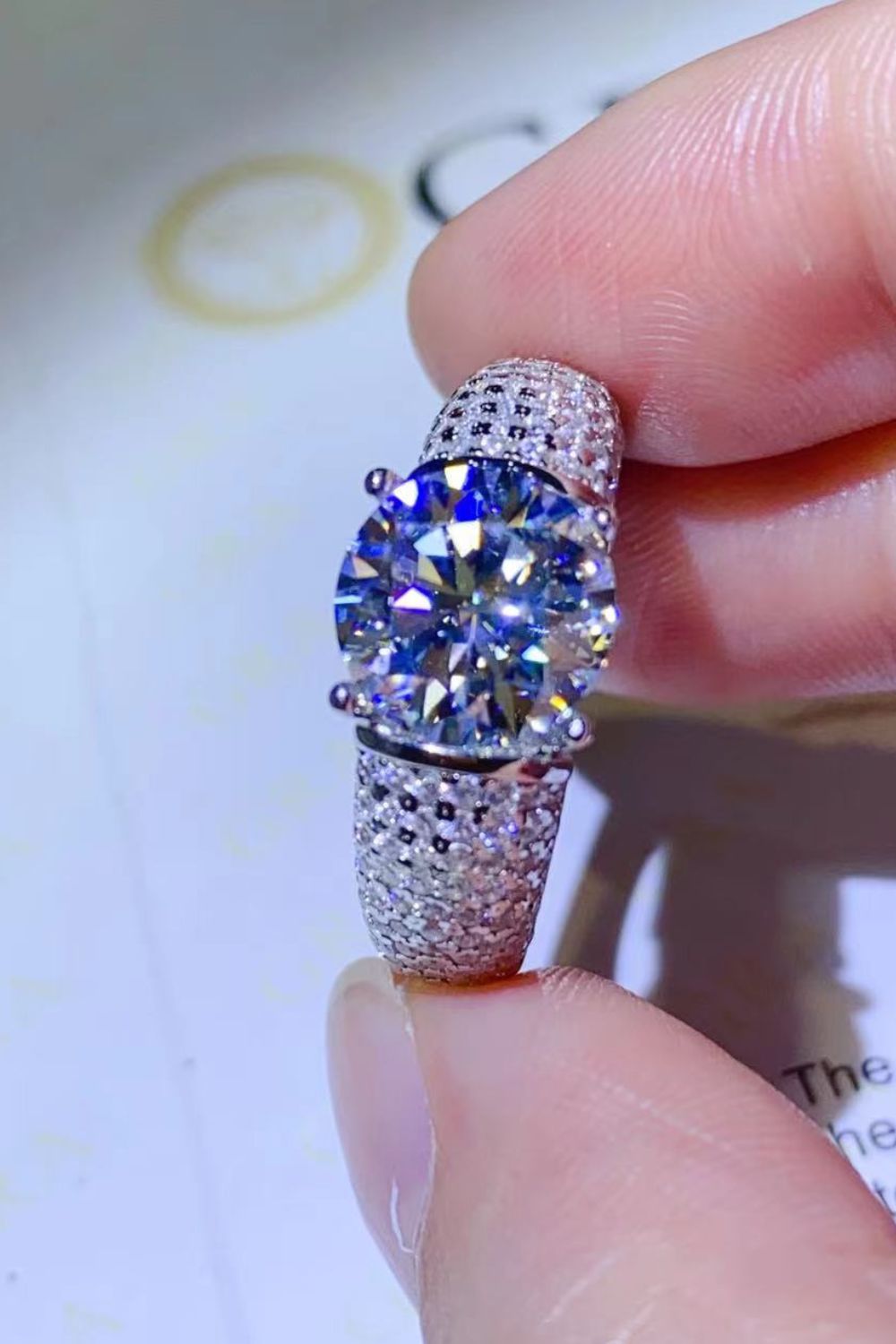 3 Carat Moissanite Side Stone Ring.