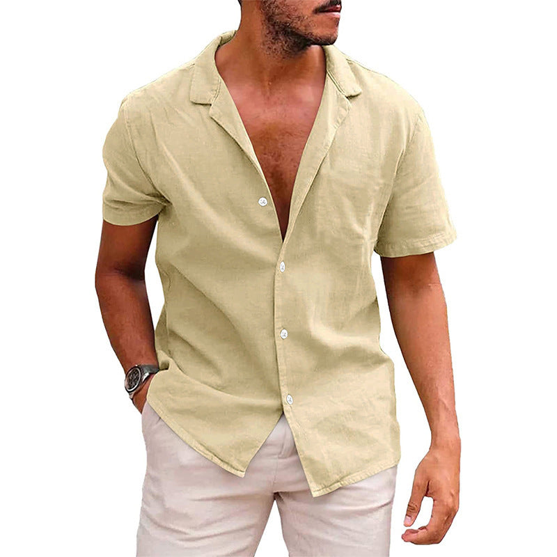 Men's Casual Short Sleeve Button Down Beach Shirt
