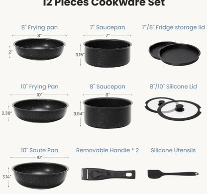 12 POTS And Pans Set, Non-stick Kitchen Cookware Set - Fast Shipping