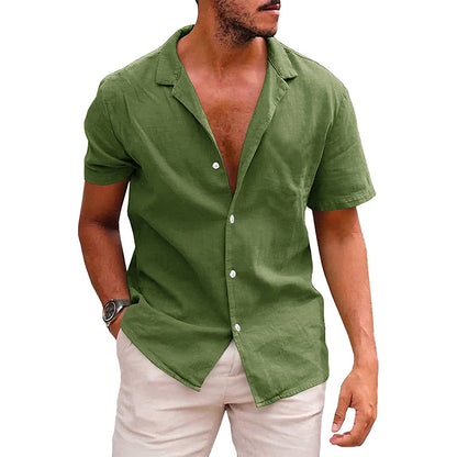 Men's Casual Short Sleeve Button Down Beach Shirt