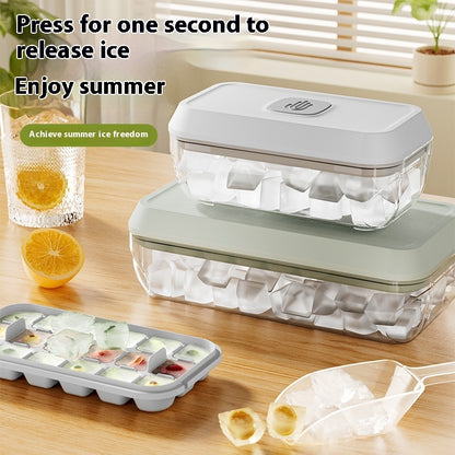 32-Grid Silicone Ice Cube Tray with Lid & Easy Release Ice Box