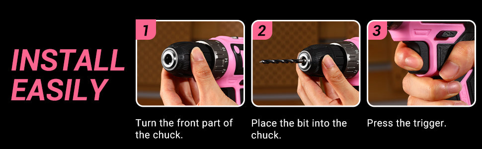 DEKO 20V Pink Cordless Power Drill Set for Women Electric Tool - World Bazaar Life