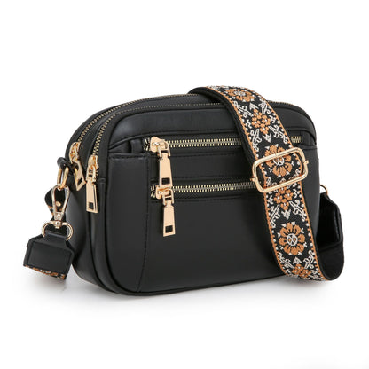 Two-Tone PU Leather Crossbody Bag – Stylish & Multi-Functional