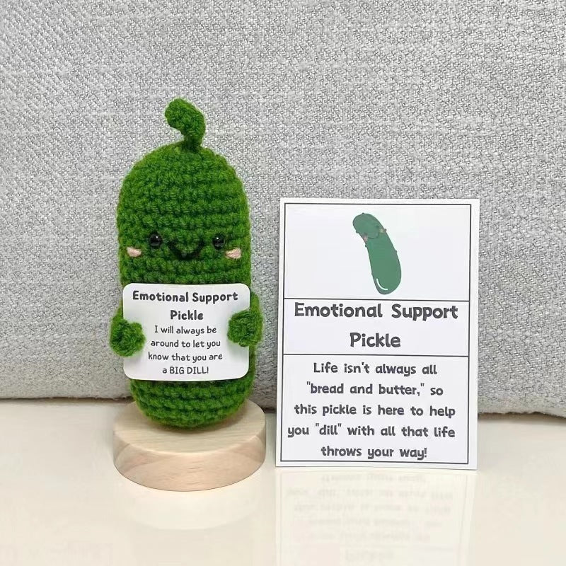 Cute Cucumber Pickle Doll - Top-Rated Knitted Emotional Toy.