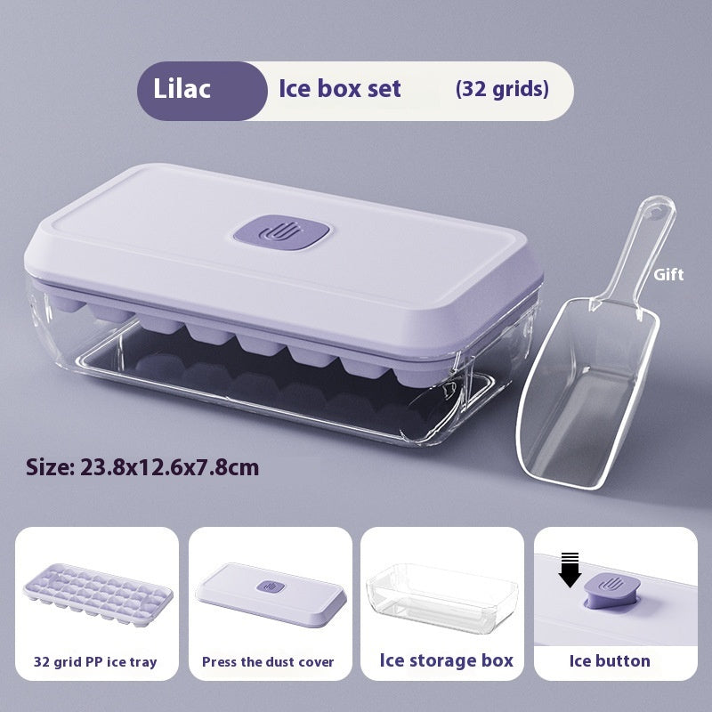 32-Grid Silicone Ice Cube Tray with Lid & Easy Release Ice Box