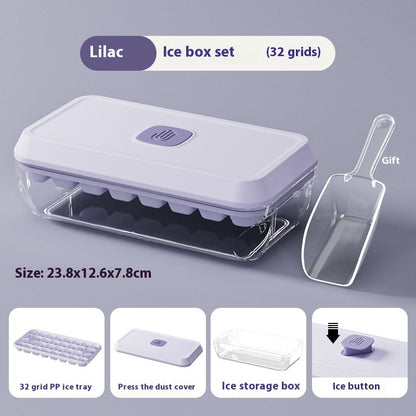 32-Grid Silicone Ice Cube Tray with Lid & Easy Release Ice Box