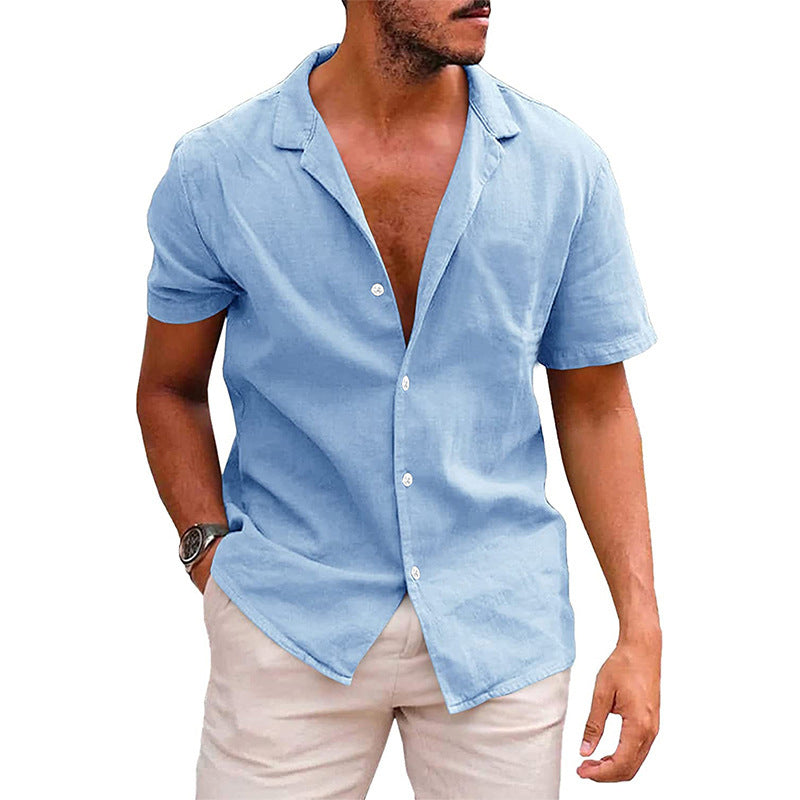 Men's Casual Short Sleeve Button Down Beach Shirt