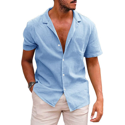 Men's Casual Short Sleeve Button Down Beach Shirt
