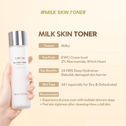 TIRTIR Milk Skin Rice Toner | Deep Hydration, Vegan, 1.69 Fl Oz