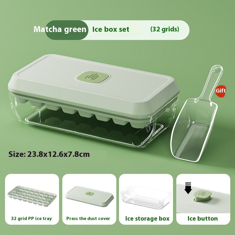 32-Grid Silicone Ice Cube Tray with Lid & Easy Release Ice Box