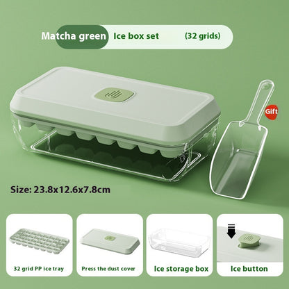 32-Grid Silicone Ice Cube Tray with Lid & Easy Release Ice Box