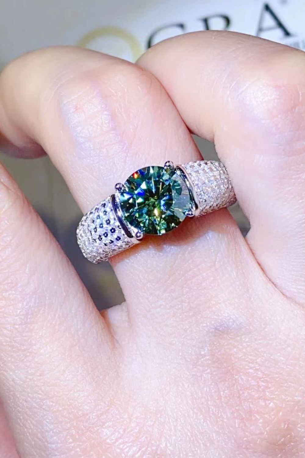 3 Carat Moissanite Side Stone Ring.