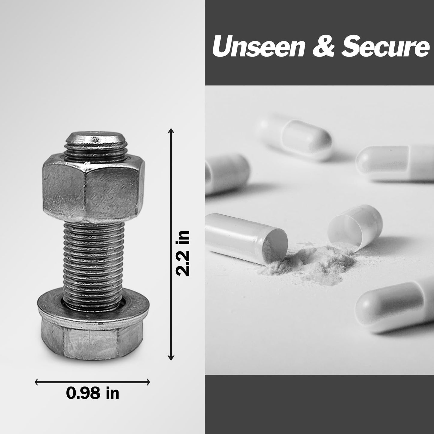Heavyweight Bolt Nut Diversion Safe - Hidden Storage (Silver)