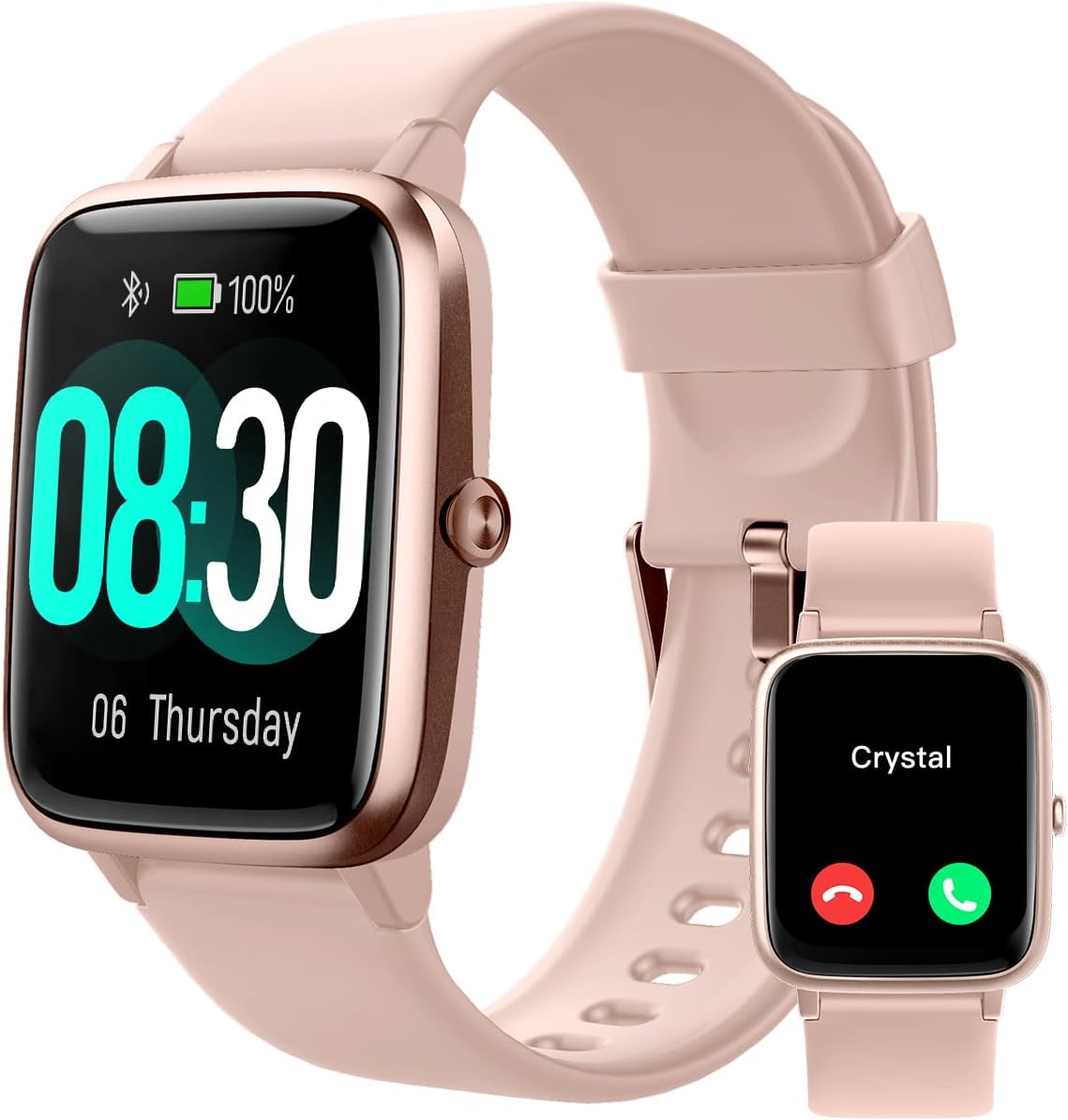 GRV Smart Watch for iOS and Android Phones (Answer/Make Calls), Watches for Women IP68 Waterproof Smartwatch Fitness Tracker Watch with Heart Rate/Sleep Monitor Steps Calories Counter (Pink).