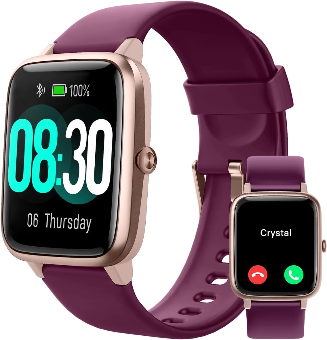 GRV Smart Watch for iOS and Android Phones (Answer/Make Calls), Watches for Women IP68 Waterproof Smartwatch Fitness Tracker Watch with Heart Rate/Sleep Monitor Steps Calories Counter (Pink).