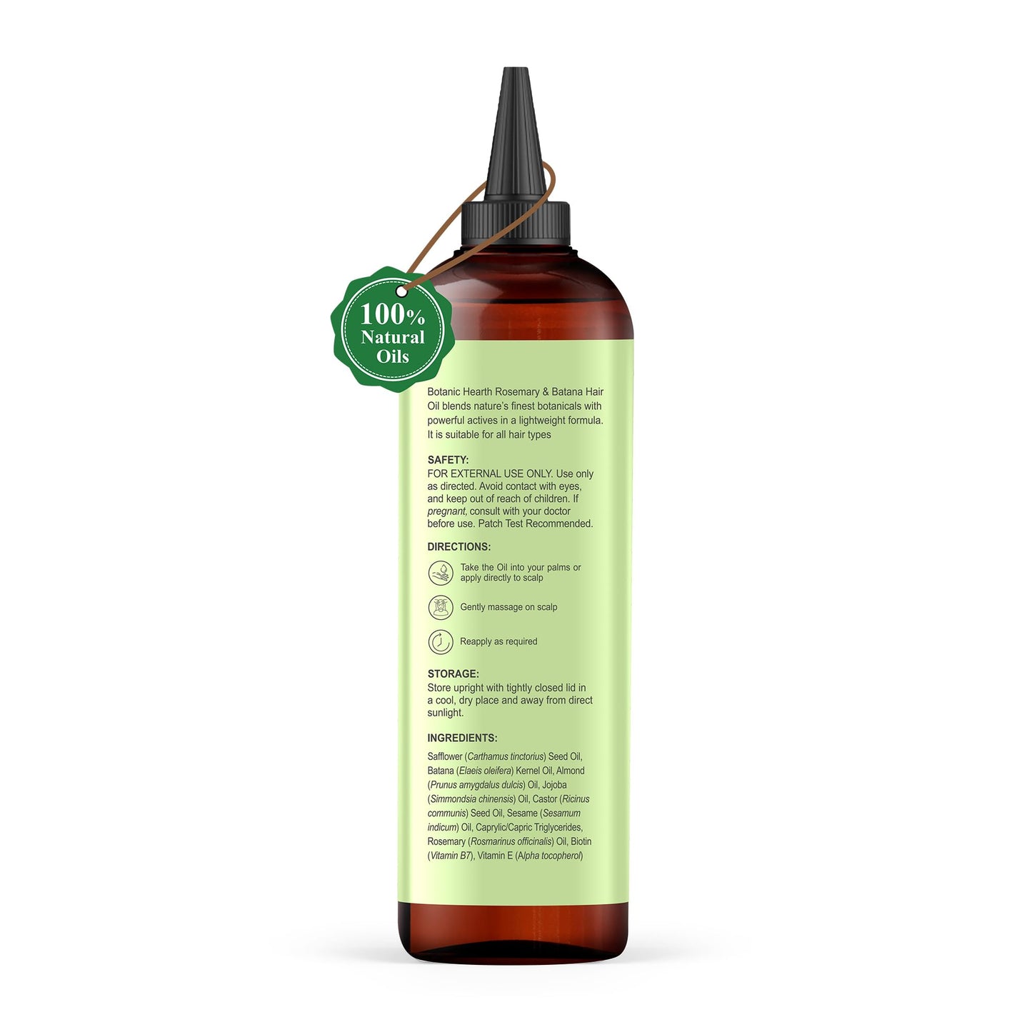 Botanic Hearth 100% Pure Rosemary Oil For Hair Growth (6.7 fl oz) Infused With Biotin, Jojoba & castor Oil | Nourishing & Volumizing | Non GMO Verified