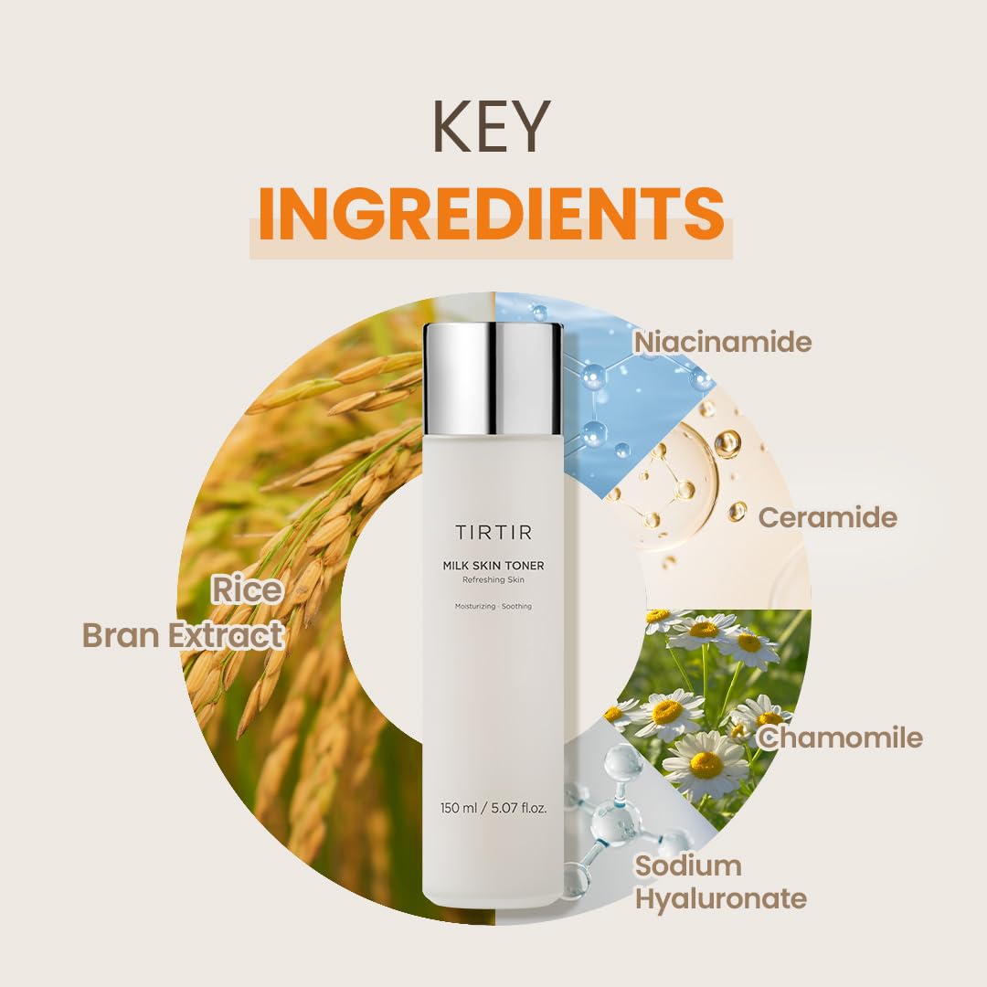 TIRTIR Milk Skin Rice Toner | Deep Hydration, Vegan, 1.69 Fl Oz