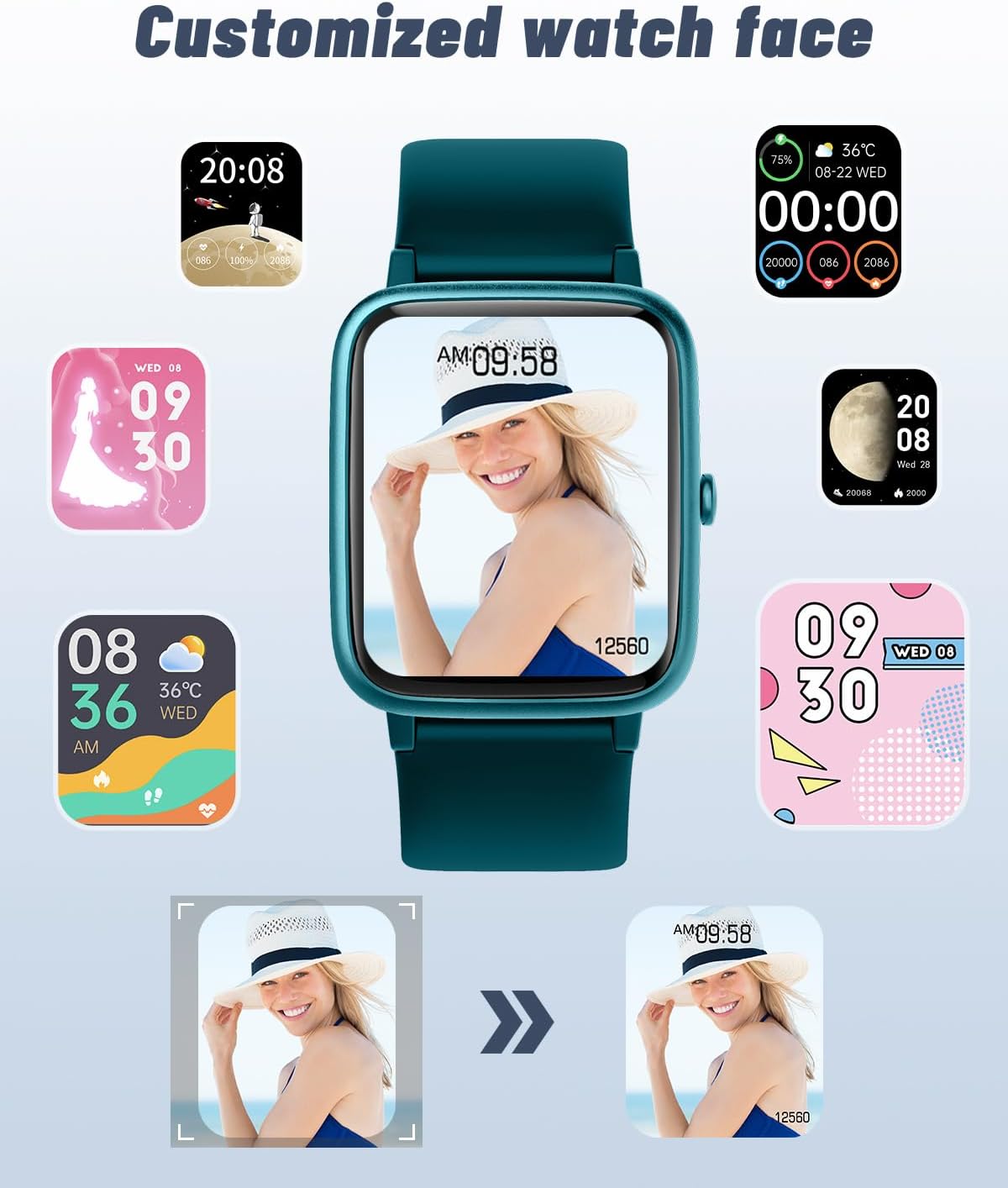 GRV Smart Watch for iOS and Android Phones (Answer/Make Calls), Watches for Women IP68 Waterproof Smartwatch Fitness Tracker Watch with Heart Rate/Sleep Monitor Steps Calories Counter (Pink).