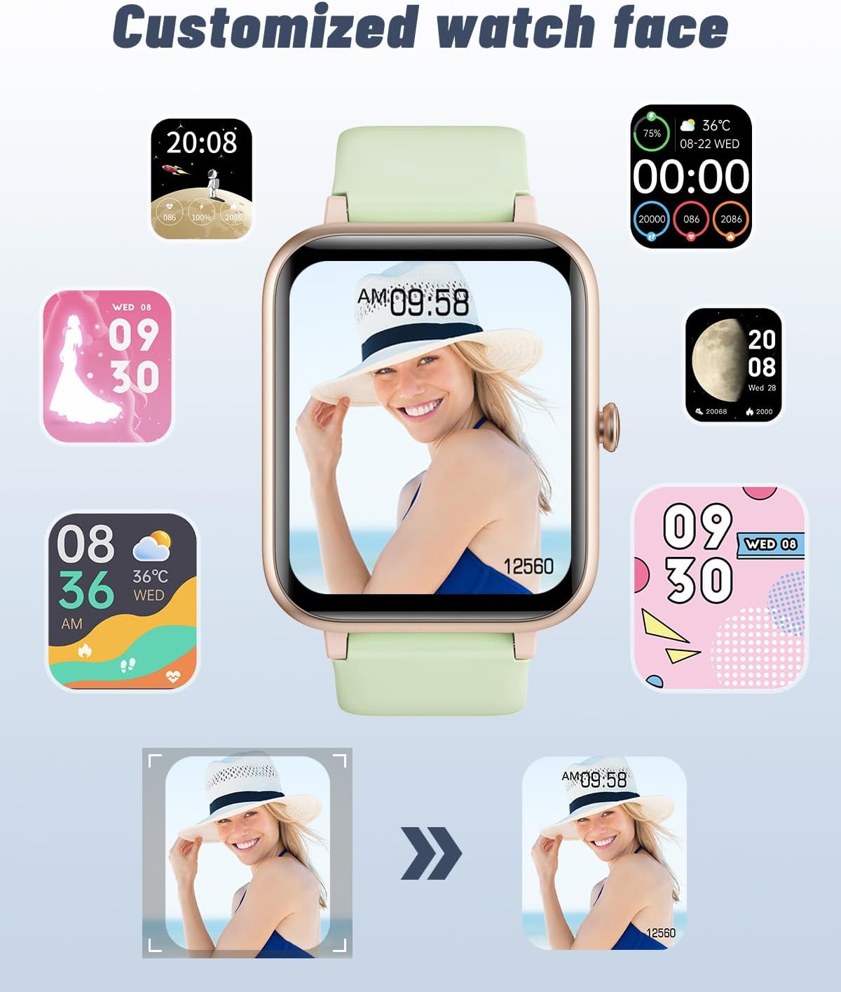 GRV Smart Watch for iOS and Android Phones (Answer/Make Calls), Watches for Women IP68 Waterproof Smartwatch Fitness Tracker Watch with Heart Rate/Sleep Monitor Steps Calories Counter (Pink).